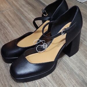 Nine West Black Chunky Heel Shoes
